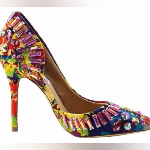 Steve Madden Multicolor Embellished Rhinestones pumps heels sz.7.5 - Picture 4 of 13